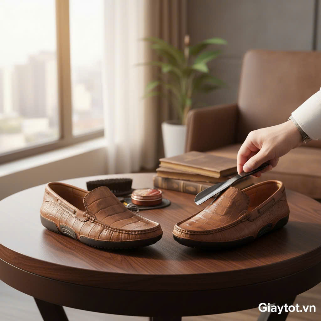 Giày lười da bò bình dân nam - Ảnh 5