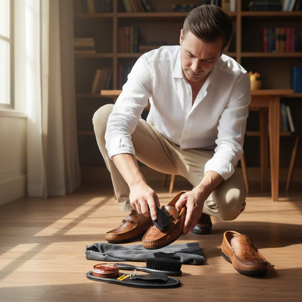 Giày lười da bò bình dân nam - Ảnh 2